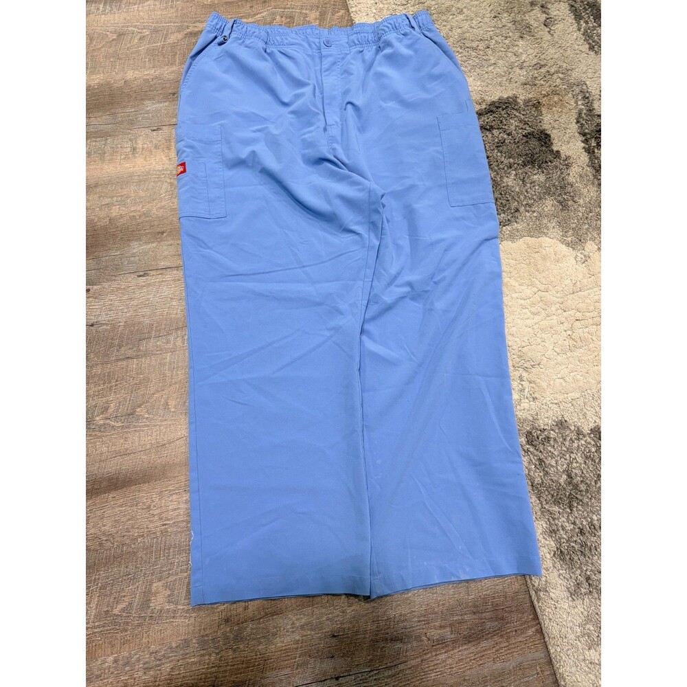 Dickies Scrub Pants Powder Blue, Unisex, 2XL, Button Fly Zip, Cargo Pockets